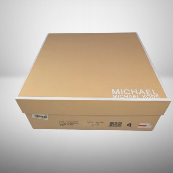 Michael Kors Black Leather Striped Peep Toe Platform Wedge Size: 7.5 - Picture 9 of 10